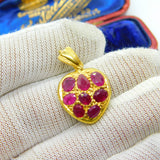 Victorian Indian 22ct Gold Heart Locket with Pave Set Natural Rubies c1880