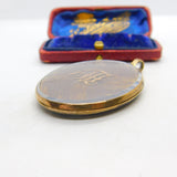 Large Victorian 9ct Gold Woven Hair Set Monogram Mourning Locket c1860 Antique