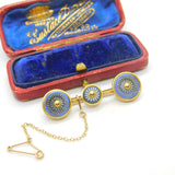 Triple Wedgwood Daisy Flower 15ct Yellow Gold Brooch Pin Antique Edwardian c1910