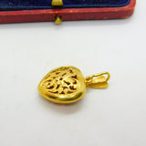 Victorian Indian 22ct Gold Heart Locket with Pave Set Natural Rubies c1880