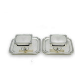 Pair of Sterling Silver Combination Match Box Holders & Ashtrays Antique 1931 Birmingham