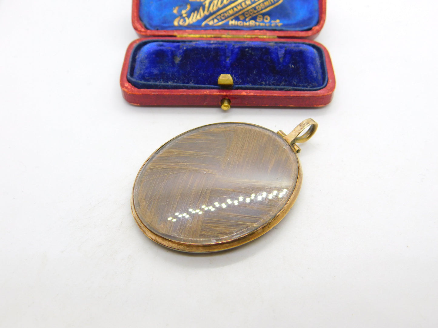 Large Victorian 9ct Gold Woven Hair Set Monogram Mourning Locket c1860 Antique