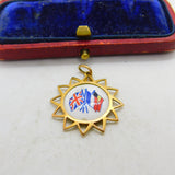 WW1-era 9ct Yellow Gold & Enamel British, French, Belgian Allied Pendant c1915