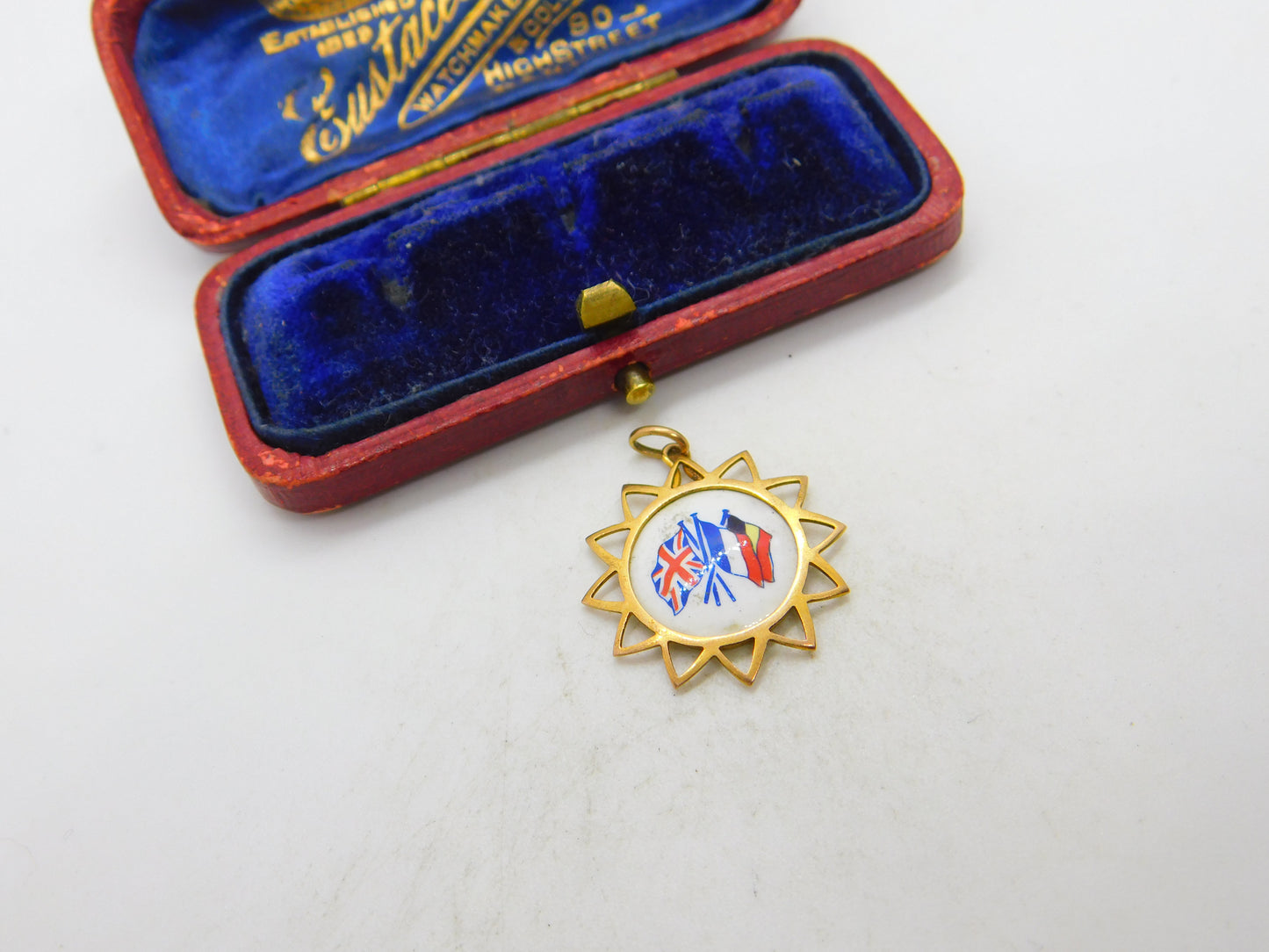 WW1-era 9ct Yellow Gold & Enamel British, French, Belgian Allied Pendant c1915