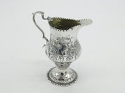 George III Sterling Silver Floral Pattern Pedestal Cream Jug Antique c1760