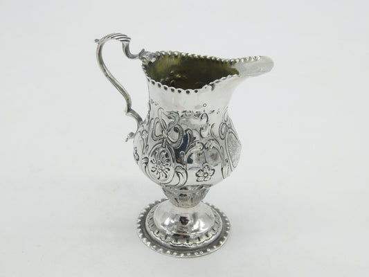George III Sterling Silver Floral Pattern Pedestal Cream Jug Antique c1760