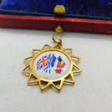 WW1-era 9ct Yellow Gold & Enamel British, French, Belgian Allied Pendant c1915