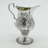 George III Sterling Silver Floral Pattern Pedestal Cream Jug Antique c1760