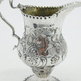 George III Sterling Silver Floral Pattern Pedestal Cream Jug Antique c1760