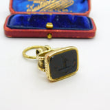 Early Victorian Pinchbeck Gold Carved Bloodstone 'I Tend & Protect' Fob c1840