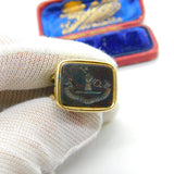 Early Victorian Pinchbeck Gold Carved Bloodstone 'I Tend & Protect' Fob c1840