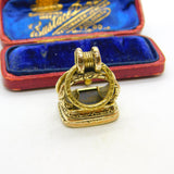 Early Victorian Pinchbeck Gold Carved Bloodstone 'I Tend & Protect' Fob c1840