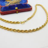 9ct Yellow Gold Essential Rope Chain Necklace 1959 London 16" Length