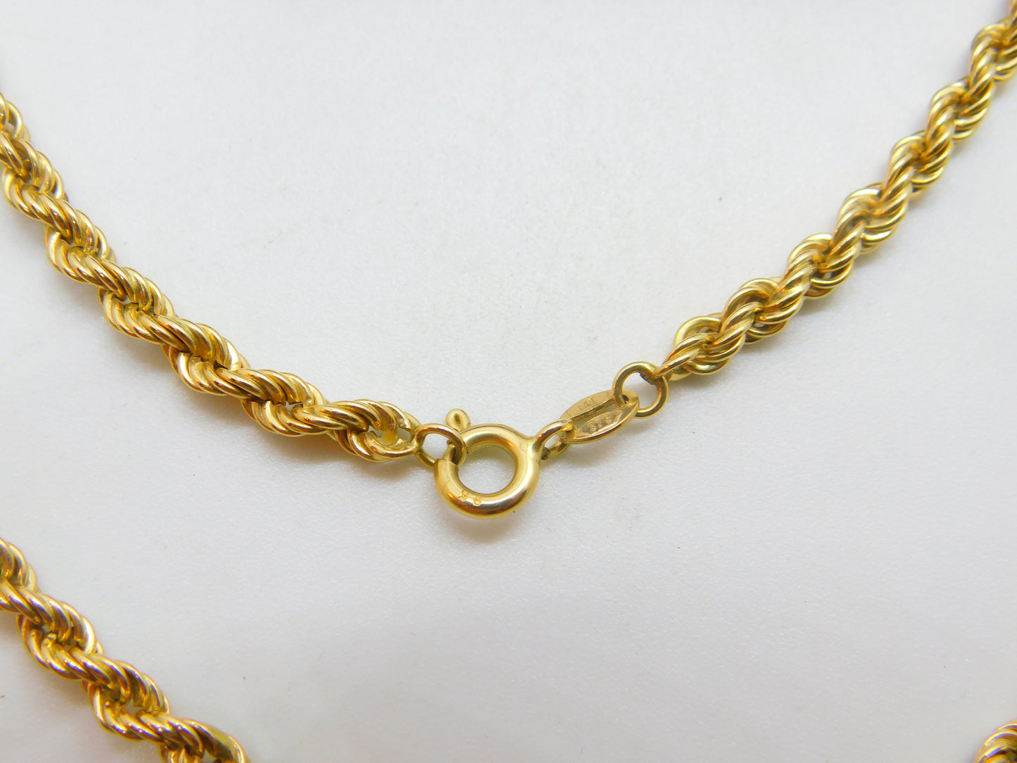 9ct Yellow Gold Essential Rope Chain Necklace 1959 London 16" Length