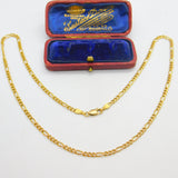 Italian 9ct Yellow Gold Essential Figaro Link Chain Necklace 18" Length Vintage