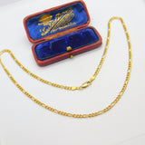 Italian 9ct Yellow Gold Essential Figaro Link Chain Necklace 18" Length Vintage
