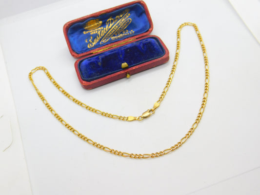 Italian 9ct Yellow Gold Essential Figaro Link Chain Necklace 18" Length Vintage