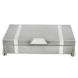 Art Deco Sterling Silver Engine Turned Cigarette Box Antique 1936 Birmingham