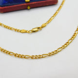 Italian 9ct Yellow Gold Essential Figaro Link Chain Necklace 18" Length Vintage