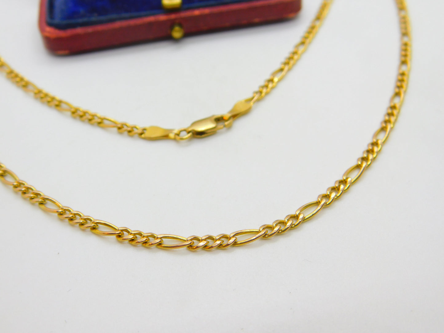 Italian 9ct Yellow Gold Essential Figaro Link Chain Necklace 18" Length Vintage