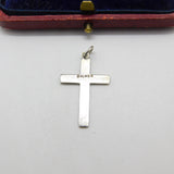 Sterling Silver & Rose Flower Guilloche Enamel Cross Pendant Antique c1920