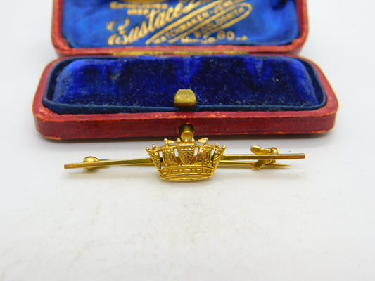 9ct Yellow Gold Royal Navy Sweetheart Brooch WW1 Antique c1915