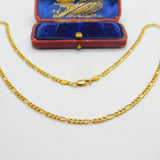Italian 9ct Yellow Gold Essential Figaro Link Chain Necklace 18" Length Vintage