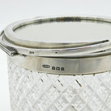 Edwardian Sterling Silver Cut Glass Mirror & Frame Vanity Jar Antique 1909 Birmingham