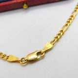 Italian 9ct Yellow Gold Essential Figaro Link Chain Necklace 18" Length Vintage