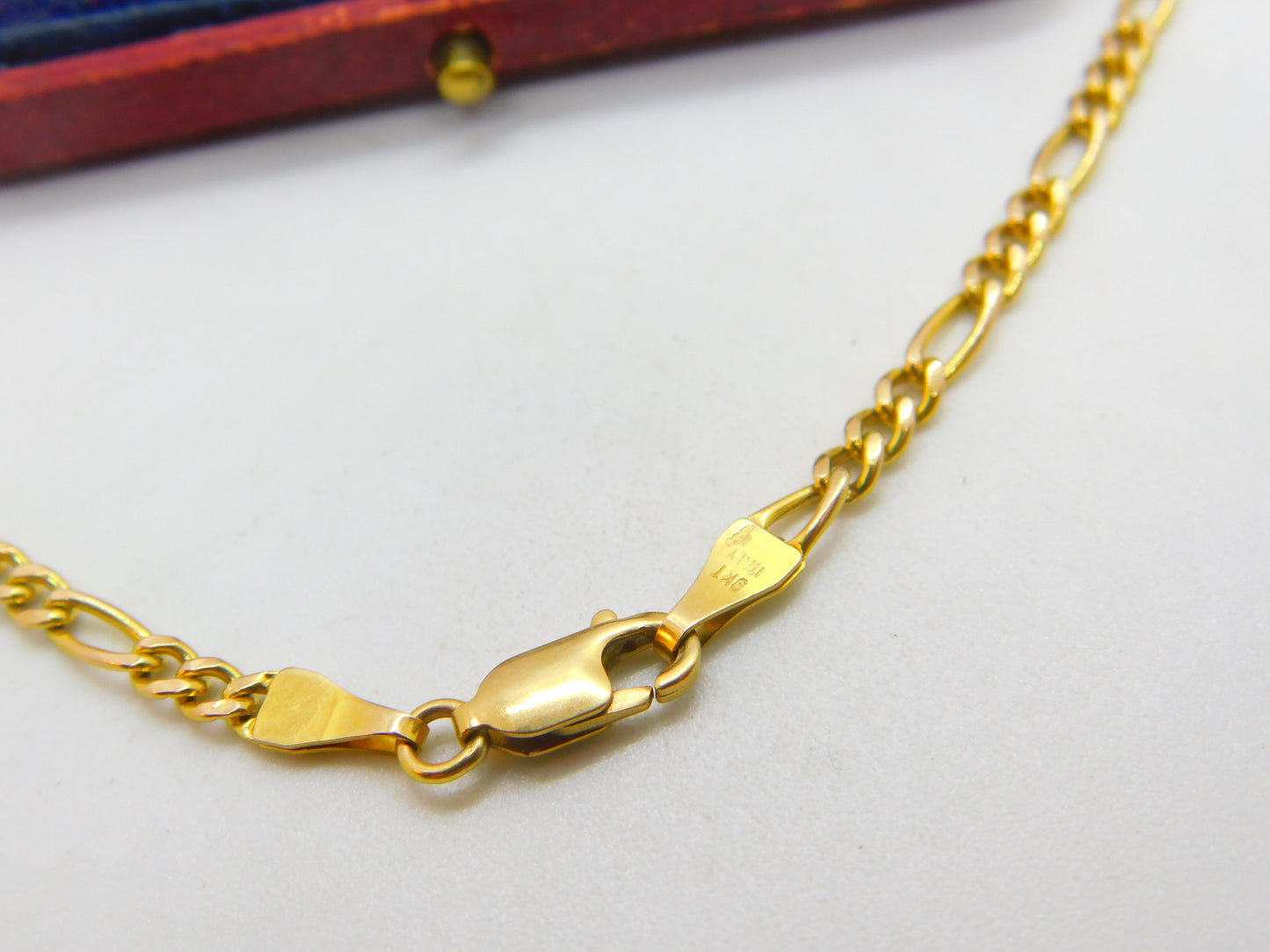 Italian 9ct Yellow Gold Essential Figaro Link Chain Necklace 18" Length Vintage