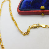 Italian 9ct Yellow Gold Essential Figaro Link Chain Necklace 18" Length Vintage