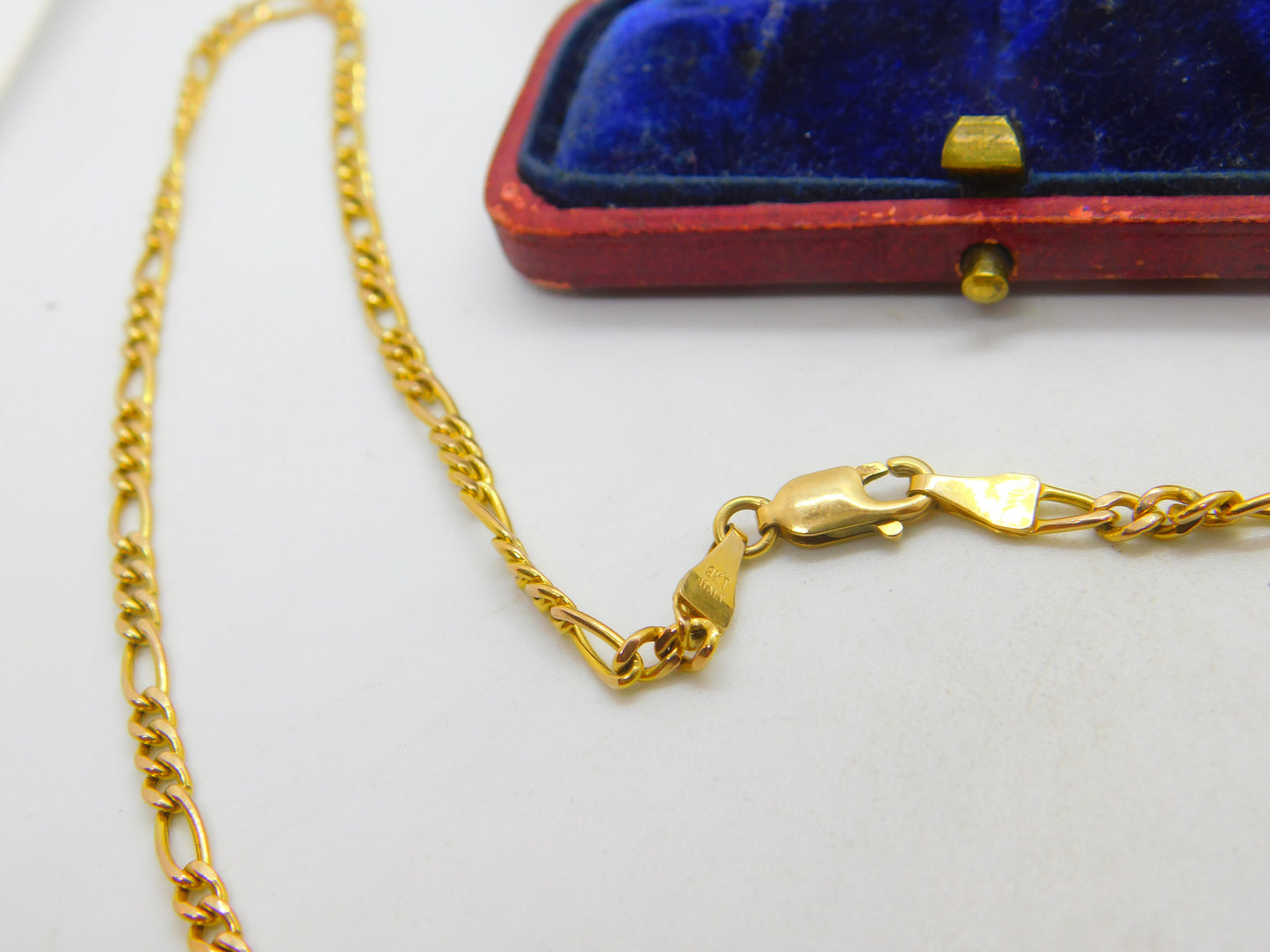 Italian 9ct Yellow Gold Essential Figaro Link Chain Necklace 18" Length Vintage