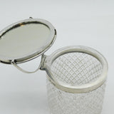 Edwardian Sterling Silver Cut Glass Mirror & Frame Vanity Jar Antique 1909 Birmingham