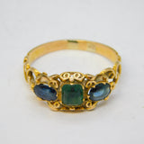 George III 18ct Yellow Gold, Emerald & Sapphire Dress Ring Antique c1800