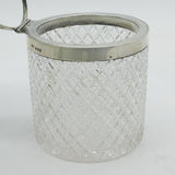 Edwardian Sterling Silver Cut Glass Mirror & Frame Vanity Jar Antique 1909 Birmingham