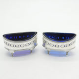 George III Sterling Silver Floral Pattern Salt Cellars Pair Antique 1788 London