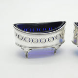 George III Sterling Silver Floral Pattern Salt Cellars Pair Antique 1788 London