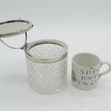 Edwardian Sterling Silver Cut Glass Mirror & Frame Vanity Jar Antique 1909 Birmingham