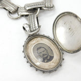 Victorian Sterling Silver Mourning Locket Collar Necklace 1892 Birmingham Antique