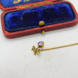 Victorian 9ct Gold, Seed Pearl & Amethyst Floral Wreath Stick Pin c1890 Antique