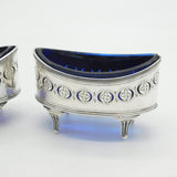 George III Sterling Silver Floral Pattern Salt Cellars Pair Antique 1788 London