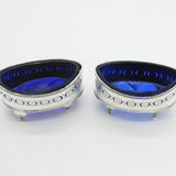 George III Sterling Silver Floral Pattern Salt Cellars Pair Antique 1788 London