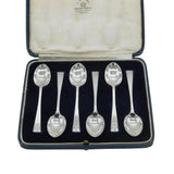 Art Deco Boxed Sterling Silver Tudor Style Teaspoons Set Antique 1937 London