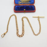 Edwardian 9ct Rose Gold Graduating Albert Curb Watch Chain c1910 Antique