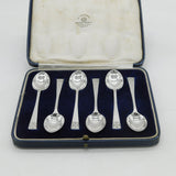 Art Deco Boxed Sterling Silver Tudor Style Teaspoons Set Antique 1937 London