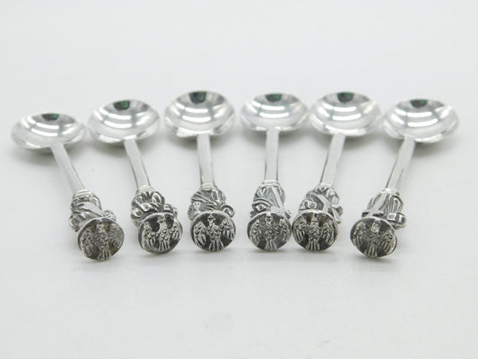 Set of Six Sterling Silver Seal Top Apostle Teaspoons 1916 Sheffield Antique