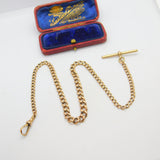 Edwardian 9ct Rose Gold Graduating Albert Curb Watch Chain c1910 Antique