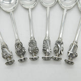 Set of Six Sterling Silver Seal Top Apostle Teaspoons 1916 Sheffield Antique