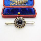Sterling Silver Cabochon Bulls Eye Agate Taxco Style Bar Brooch Vintage c1970
