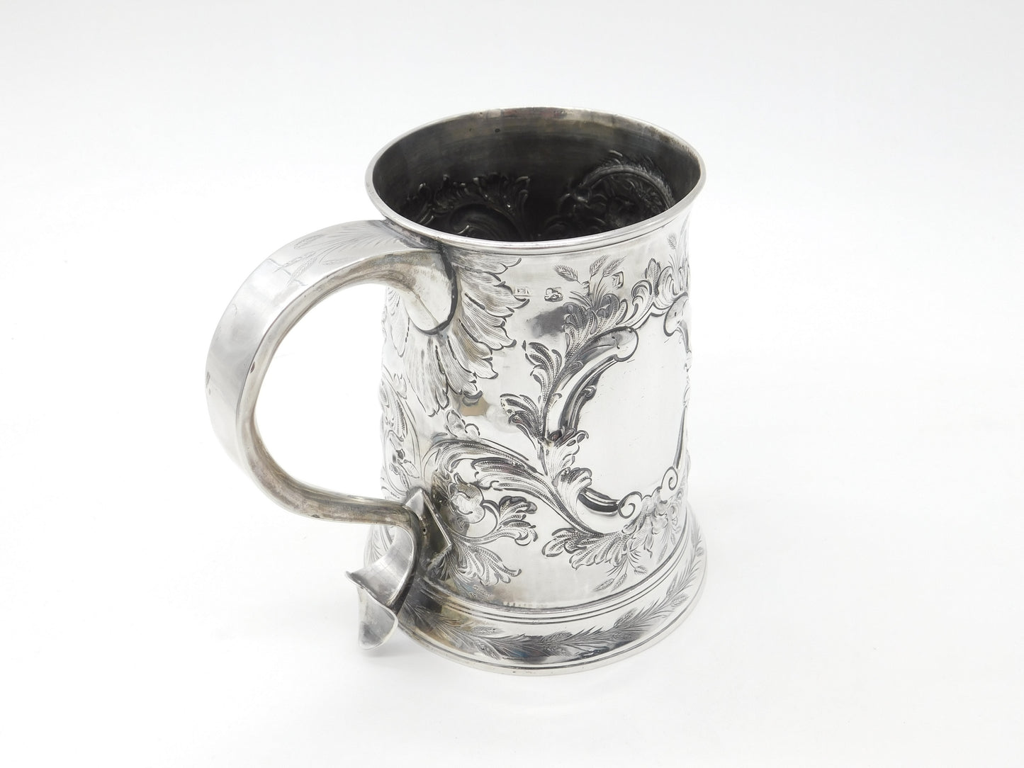 George III Large Sterling Silver Floral Quart Tankard 1766 London John Moore